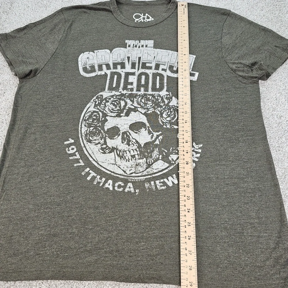 Chaser Grateful Dead Skulls & Rose‎ Size 2XL Green Band T-Shirt Tee Men's Retro